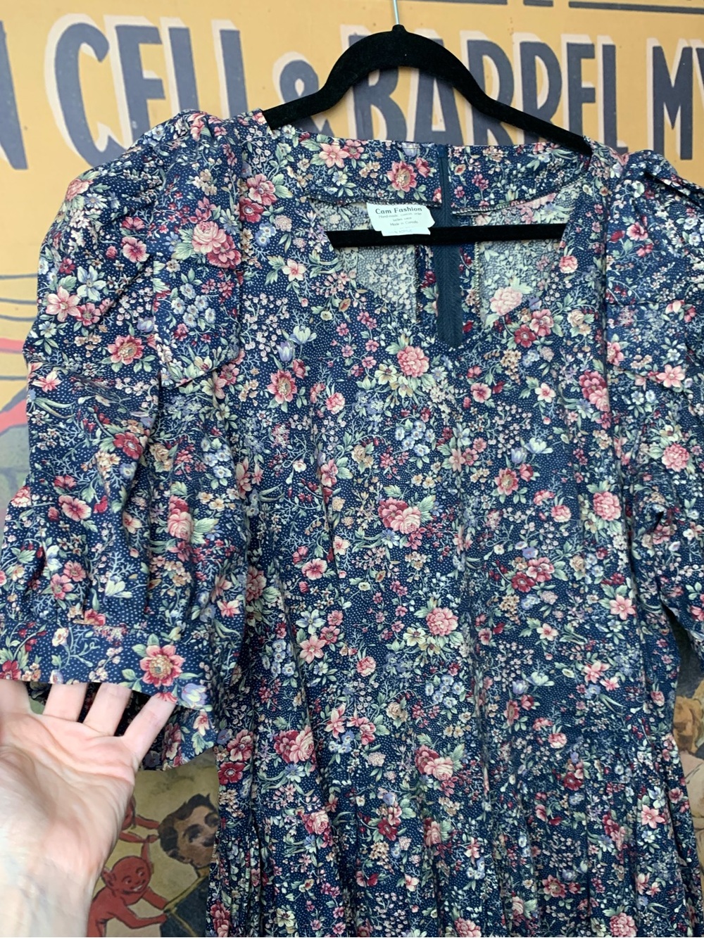 Cottagecore Cam Fashion Handmade Custom Floral Puff-Sleeve Dress - Picture 6 of 9